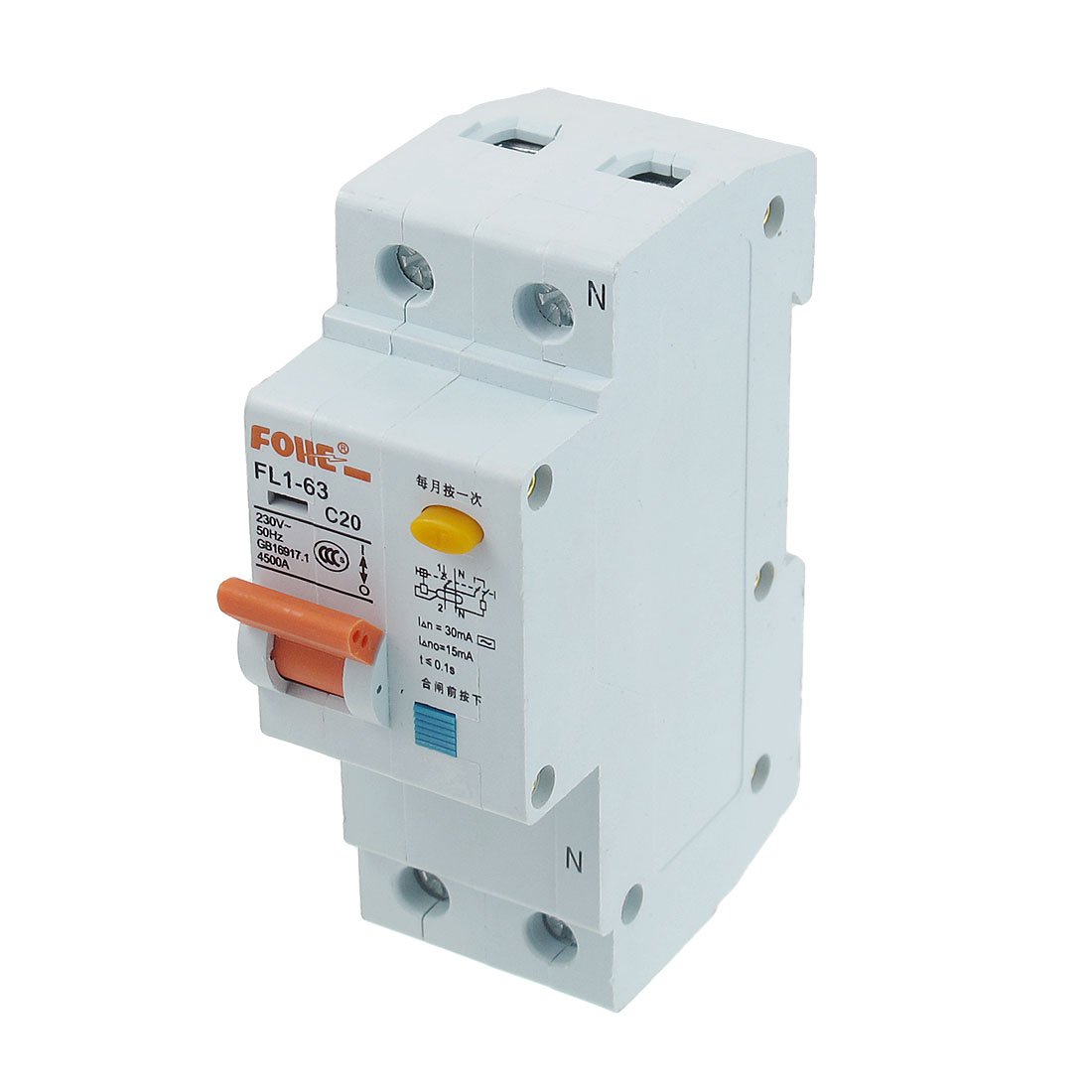 IEUMJNAT AC 230V 20A 1 Pole 1P+N Overload Protection Miniature Circuit Breaker