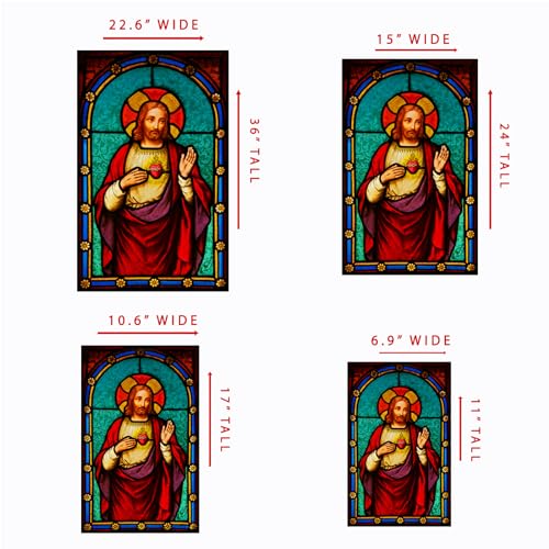 Película para ventana Sacred Heart of Jesus 10.6"x17" miniatura 4