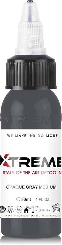 Tinta para tatuagem XTREME Opaque Gray Medium, à base de água, 30 mL