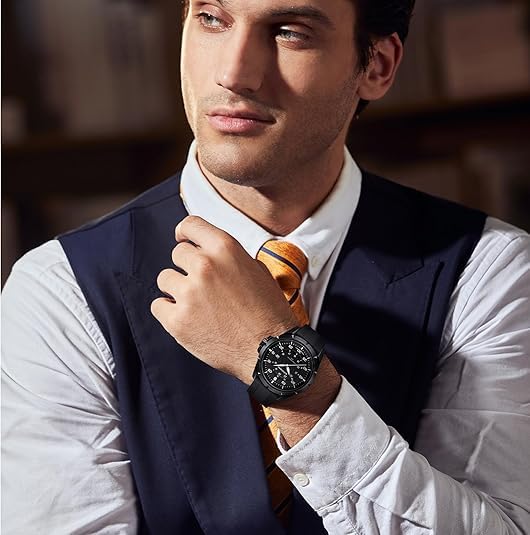 Image of Sapphero Mens Watches Quartz Movement Chronograph 30M Waterproof Steel Strap Fashion Business Sport Design Scratch Resistant Gifts for Men
