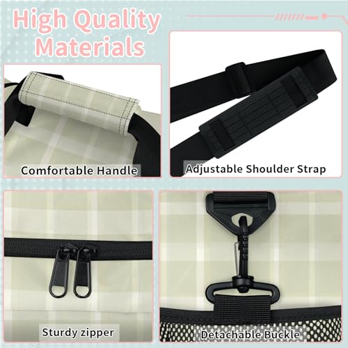 Plaid Green White Travel Duffel Bag Weekender Overnight Bags for Women Men Foldable Waterproof Tote Bag with Trolley Sleeve3