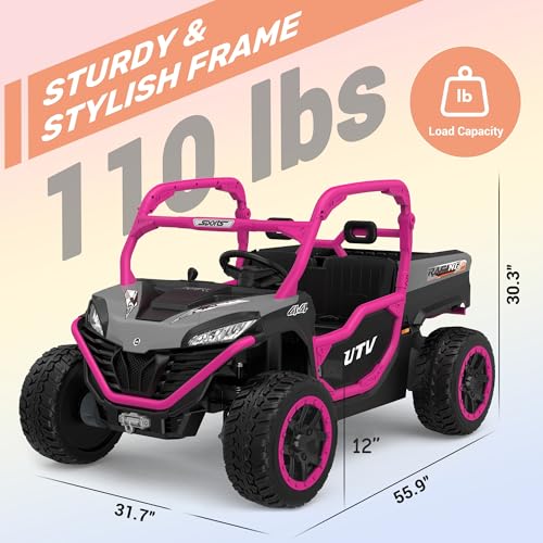 Image of ANPABO 24V Ride On Toys 2 Seater, 4x75W, w /Remote Control, Rose Red