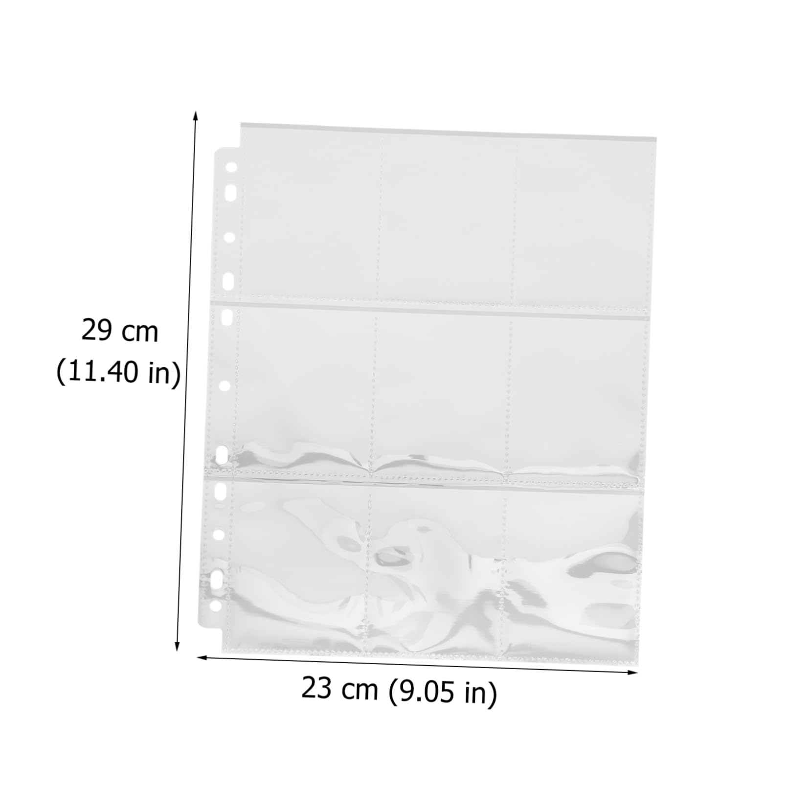 WOONEKY Fogli Raccoglitori per Carte Trasparenti in Pvc, 9 Scomparti per Foglio, 50 Pezzi, Protezione per Foto e Carte per Album ad Anelli