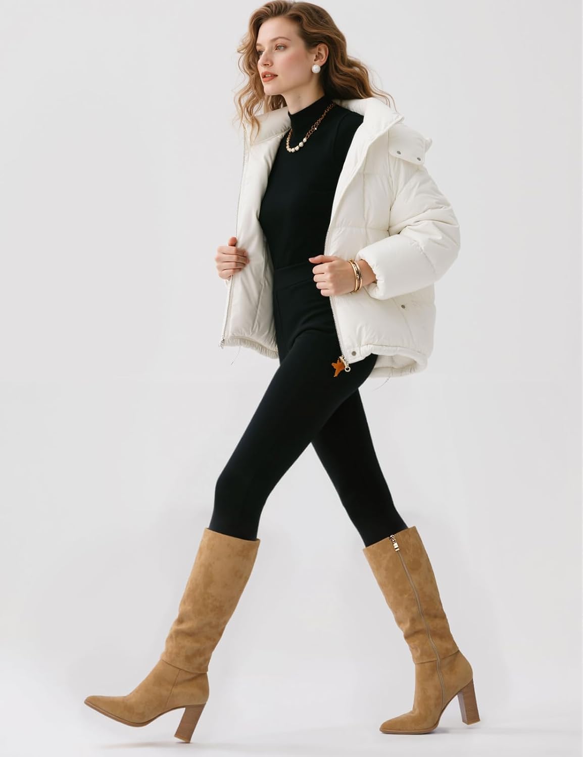 Knee High Boots Women Pointed Toe Chunky Heel Fall Tall Boots Side Zipper Long Boots for Women - Image 2