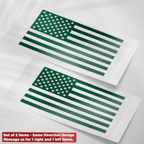 Image of American Flag Vinyl Decal USA Tactical Military Patriotic Subdued (Green) (Set of 2) Premium Waterproof Vinyl Decal Stickers for Car Truck RV Helmet Bumper Window Laptop Rearview Mirror
