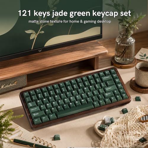 Image of dagaladoo Green Keyboard keycaps,Double Shot PBT keycaps Jade | Custom Key caps,Cherry Profile keycaps for Mechanical Keyboard 60 /65 /75 /TKL /96 /100% US Layout