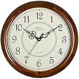 Hense 14-Inch Large Wood Wall Clock Retro Vintage Style Decorative Clocks Battery Operated Quartz Analog Silent Movement Wall Clock for Home Kitchen Living Room Arabic Numerial Dial Non Ticking HW18