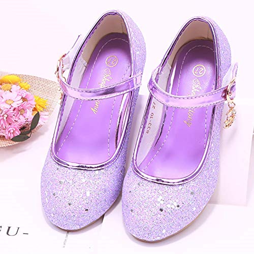 Girls Low Heel Flower Princess Dress Shoes High Heel Mary Jane Sequin Glitter Shoes for Wedding Party for Toddler Little Big Girl4