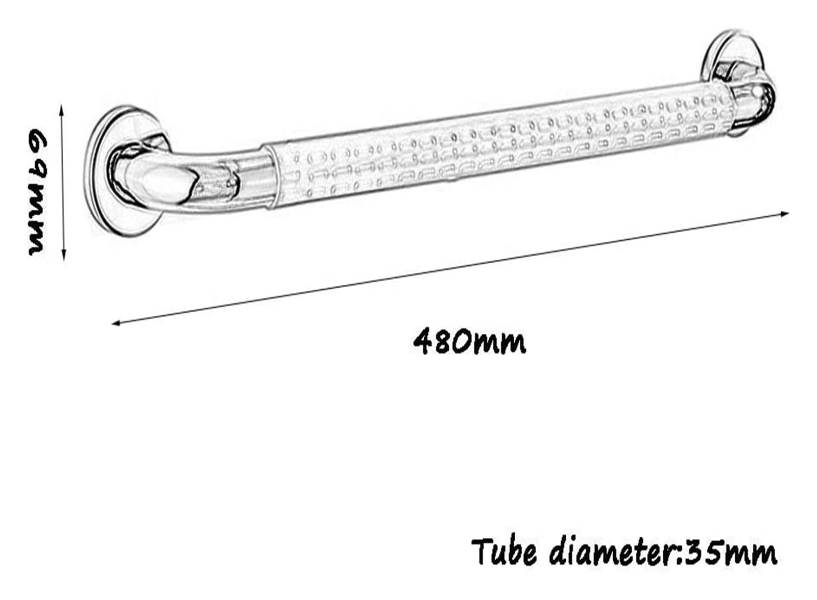 Maniglioni in Acciaio Inox, corrimano, Donne anziane Incinte con disabilità, corrimano di Sicurezza Antiscivolo Senza Barriere, per Vasca da Bagno, WC, Cucina (Dimensioni: 48 cm)