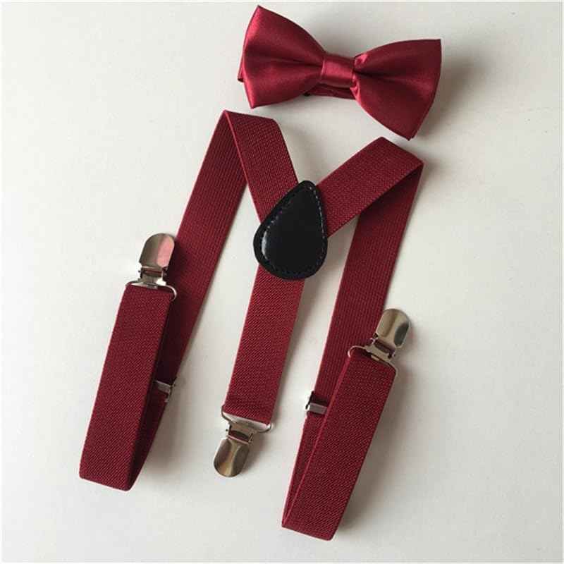 Tirantes Conjunto de Pajarita con Tirantes elásticos for niños, Traje a Juego for niño y niña, Pajarita, Traje de Boda, cinturón Ajustable con Espalda en Y (Color : 3)