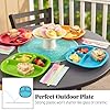 US Acrylic Harmony 3-compartment Divided Plastic Kids Tray in 4 Calypso Colors | set of 12 Reusable, BPA-free Plates, Made in the USA, Microwave & Dishwasher Safe Dinnerware #4