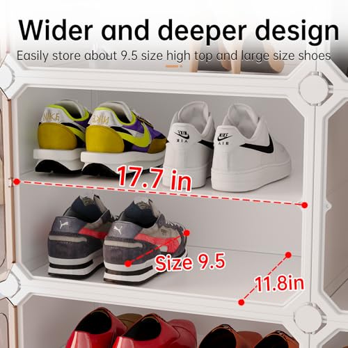 Image of MAGINELS 6-Tier Shoe Rack,Expandable Plastic Shoe Cabinet. Shoe Storage with Door,Entryway, Closets, Hallway, and Bedroom.Accommodates Up to 24 Pairs of Shoes.Grey (6 Tier 24 Pairs(White))
