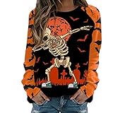 Generisch Hoodie Damen Reißverschluss 0Übergröße Kapuzenpulli Sportjacke Pullover Sweatjacke Farbblock Lose Halloween Farbverlauf Winterjacke Winter Rundhals KürbisdruckStreetwear Strickpullover