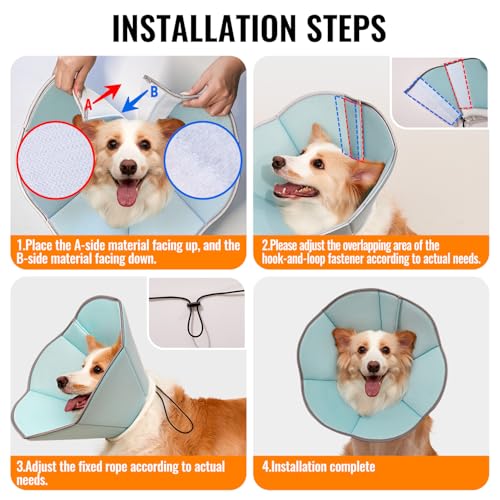 Image of MAXFUT Dog Cone Collar,Soft Cone for Dogs to Stop Licking After Surgery,Non Inflatable Dog Donut Cone (Light Blue, M)