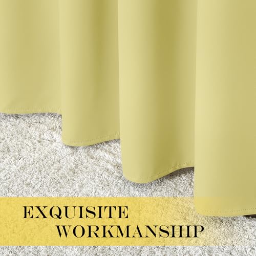 NICETOWN Blackout Short Curtain 63 inches Long for Windows, Thermal Insulated Curtain Grommet Room Darkening Window Treatment for Bedroom/Living Room, 1 Panel, W46 x L63, Paler Yellow