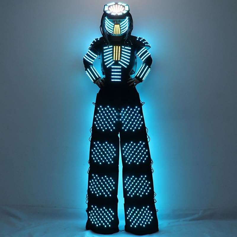 Earthradius Robot Costume Adult LED Robot Costumes Robot Suit Dj Accessories for Men Party Performance