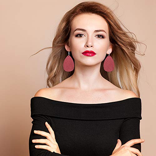 Sntieecr Leather Earrings Teardrop Petal Drop Earrings Faux Leather Earrings Lightweight Long Dangle Earrings Leaf Handmade Leather Earrings For Women Girls (14 Pairs Teardrop Style) #TOP1