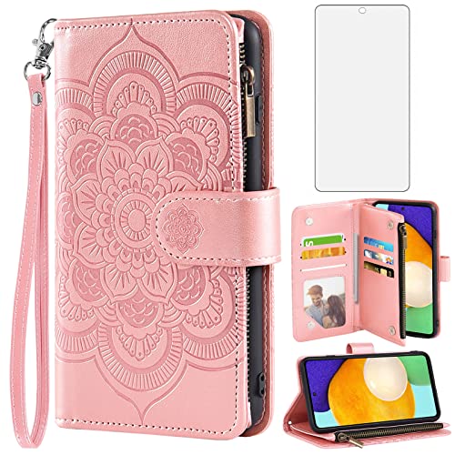 Accessoires Samsung Galaxy A52 coque antichoc et protection verre trempé étui fleur