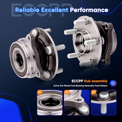 Image of ECCPP 2-Piece 513287 Wheel Hub Bearing for Lexus CT200h 2011-2017 | for Toyota for Prius 2010-2015 5 lugs w /ABS Sensor Pre-Greased Sealed