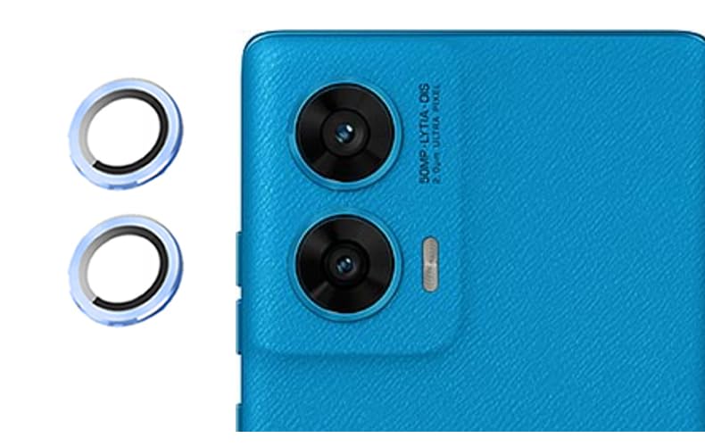 Image of imluckies Camera Ring Lens Protector (Aluminum with Tempered Glass) Compatible for Moto G96 - Blue (Pack of 2 rings)