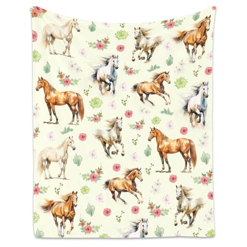 Horse Blanket, Cute Soft Throw Gifts for Grils Teens, Cozy Flannel Throw Blankets for Couch Office, 40"x50"