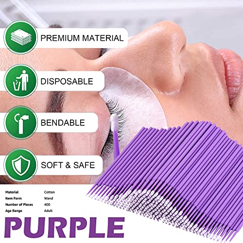 Skypia Disposable Micro Applicator Brushes Bendable Dental Brush Swab Mascara Wands For Oral Eyelashes Extensions Makeup Brushes Makeup Application Cotton Wool Swabs (Purple) (100Pcs) #TOP6