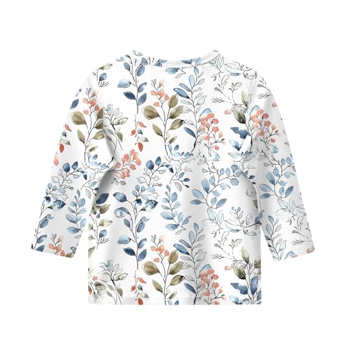 Girls' Floral Print 3/4 Sleeve T-Shirt Soft Casual Crewneck Top Lightweight Kids Tee for Spring and Fall2