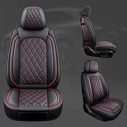 Image of MIROZO Front Seat Covers for Car, Car Seat Covers Waterproof Car Seat Protectors Automotive Seat Covers Vehicle Cushion Cover Breathable Fit for Most Sedan, Truck and SUV (Black and Red,2PCS)