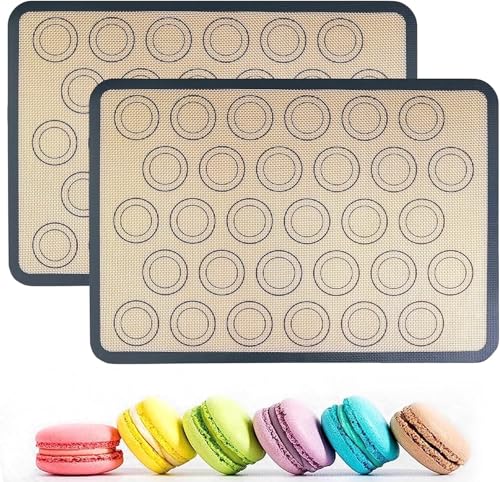 Lot de 2 tapis de cuisson antidérapants pour macarons, biscuits, pain, pizza, gris
