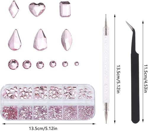 Miniatura 2 de 1000 unidades de 12 cinchas de varios tamaños ABdiamantes de imitación irregulares coloridos con parte trasera plana, con pinzas de recogida y