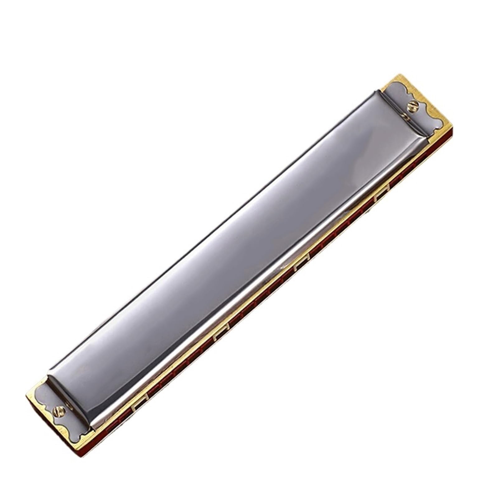 Mundharmonika 24 Löcher Doppelloch Einzelton C Dur Anfänger Erwachsene Silber Instrument Standard-Mundharmonika(C Silver)