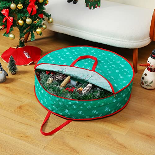 30" Christmas Wreath Storage Bags, Wreath Storage Container Wreath Containers Holder With Zippers, Handles (1, Green) #TOP4