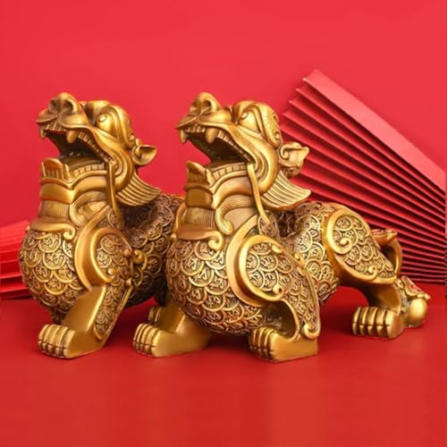 Figura de Qilin en latón para decoración de oficina y hogar miniatura 4