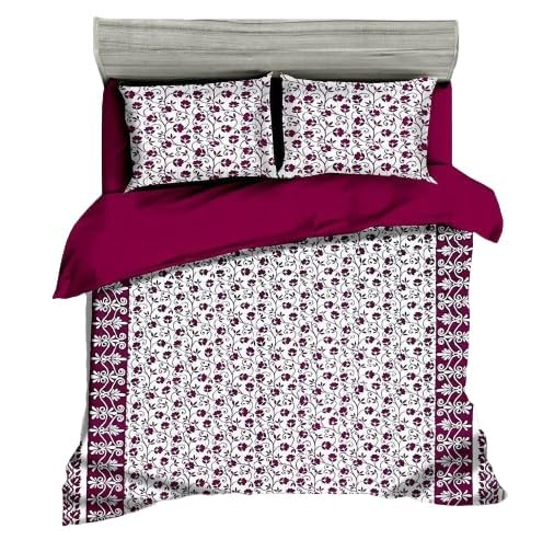 Image of Geo India Limited || Floral TC Cotton Blend Double Size Radium Bedsheet with 2 Pillow Covers (Printed Bedsheet - 012)