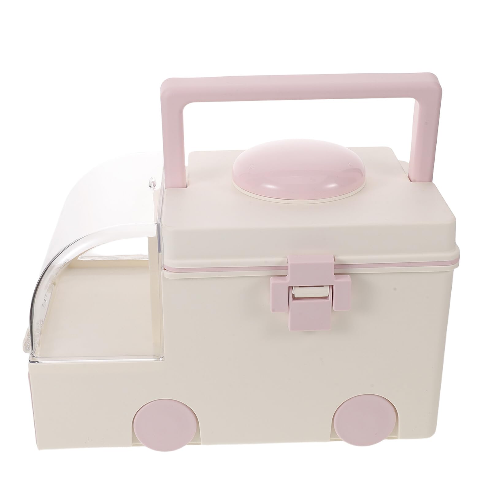Caja Organizadora Portátil de Medicamentos para Botiquín Médico de Emergencia Familiar, Gran Capacidad 30x20x18 Cm, Plástico Resistente Color Rosa Cereza, Kit Sanitario para Hogar