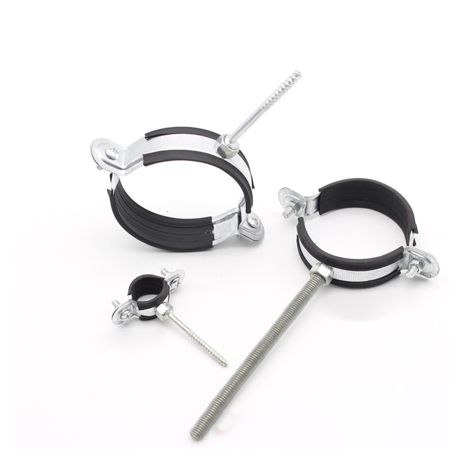 10 abrazaderas de manguera suspendidas redondas hierro galvanizado con amortiguación goma for montaje en tuberías aire, soportes y agua