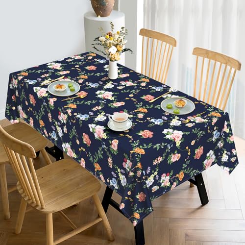 Nappe de table fleurs anti-taches lavable pour cuisine et fêtes - 4