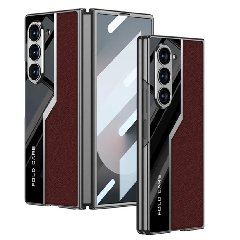 Image of MILLION CASES Back Cover Case for Samsung Galaxy Z Fold6 Shockproof Protective Quilted Classic Plain Leather Craft Case for Men & Boys(Black)