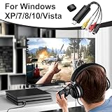 Konwerter VHS Audio/Video Grabber USB 2.0 na cyfrowy, skanowanie i edycja źródeł analogowych jako DVD przez złącze RCA lub S-Video, kompatybilny z Windows i Mac, bez zasilania