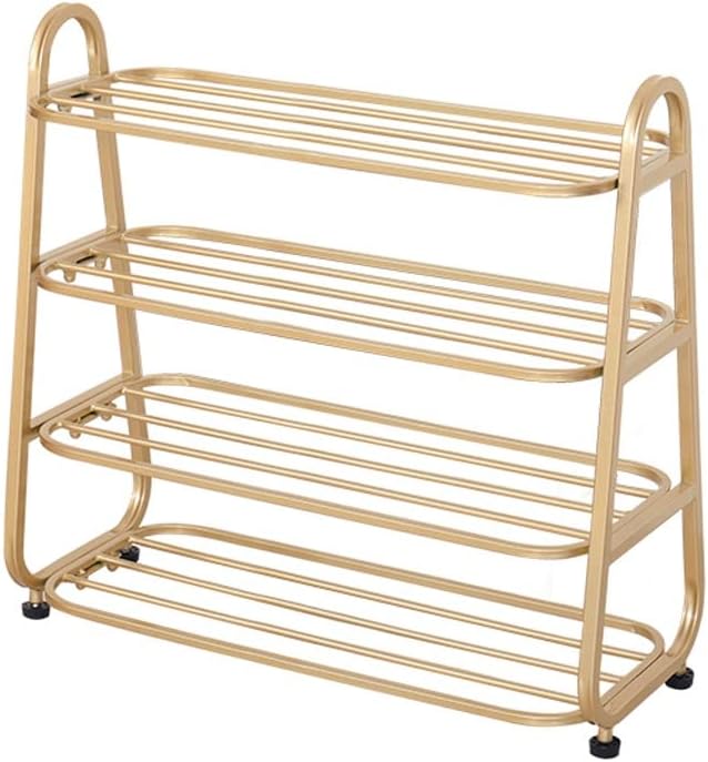 Shoe Rack Simple Shoe Rack Wrought Iron Shoe Shelf with Wheel 4 Tier Shoe Storage Rack for Hallway Entryway Dormitory Bedroom Metal Shoe Organiser Shoe Shelf (Color : B) (B)