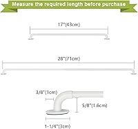 Vista 2 de KXLife Paquete de 2 barras de cortina autoadhesivas ajustables de 3/8 pulgadas para metal, puertas de madera, barra lateral multiusos de 17 a 28