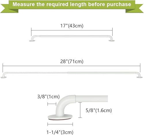 Miniatura 2 de KXLife Paquete de 2 barras de cortina autoadhesivas ajustables de 38 pulgadas para metal, puertas de madera, barra lateral multiusos de 17 a 28