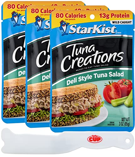 Starkist Tuna Creations, Deli Style Tuna Salad, 3 Oz Pouch, Gluten-Free, Kosher (Pack Of 3) With By The Cup Spatula Knife #TOP12