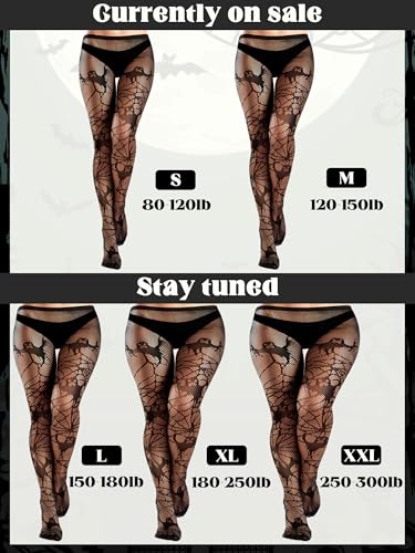 Image of Bencailor 3 Pairs Halloween Women Fishnet Stocking Tight Legging Black Stockings Small Hole Pattern High Pantyhose Waist Lace