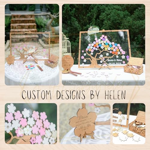 Image of Personalized Maple Tree Wedding Guest Book Alternative, Fall Leaf Drop Box | Rustic fall wedding decor; guests sign leaves to drop in wooden frame; personalized keepsake tree guest book alternative