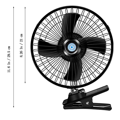 8''Car Fan With Cigarette Lighter Plug,12V Powerful Clip Car Fan 2-Speed Switch 20W Rv Cooling Fan 180° Auto Rotatable For Golf Cart,Auto,Camper,Truck And Buses #TOP6