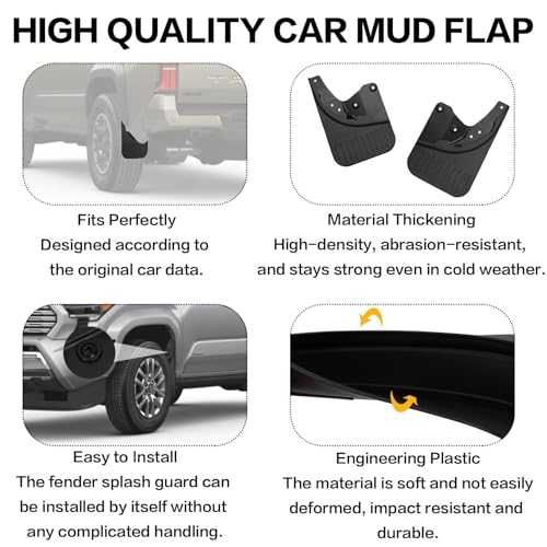 Image of Mud Flaps for Toyota Tacoma 2024 2025 Accessories Front & Rear Mudguards Splash Guards All Weather Heavy Duty Fender Protection (4pcs)