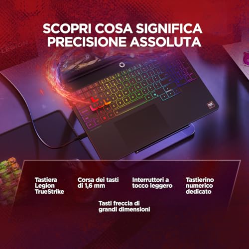 Legion 5 Gaming Laptop - Display OLED WQXGA 15" 165Hz, NVIDIA GeForce RTX 5060 8GB, AMD Ryzen 7 250, RAM 16GB, SSD 1TB, Windows 11 Home, Tastiera 1-Zone RGB italiana - Eclipse Black - Notebook - Immagine 9