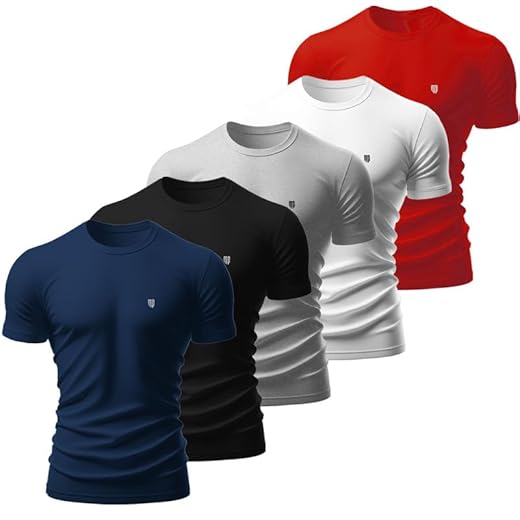 Kit 5 Camiseta Masculina Camisas 100% Algodão Premium Slim Basicas MP