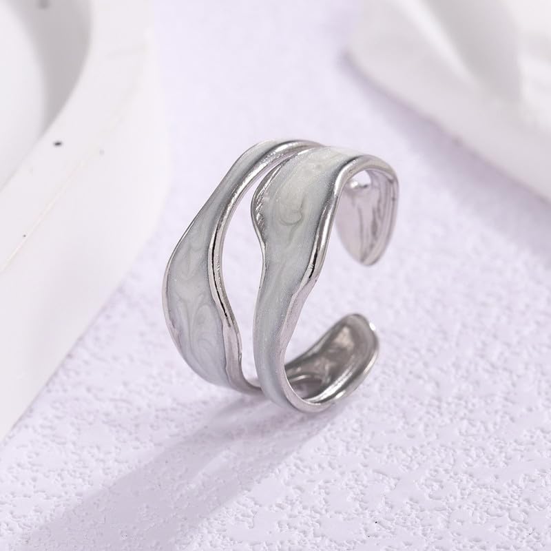 Minimalist Open Statement Rings For Women Hollow Double Layered Finger Band Stacking Ring Adjustable Engagement Promsie Rings Trendy Jewelry Gift